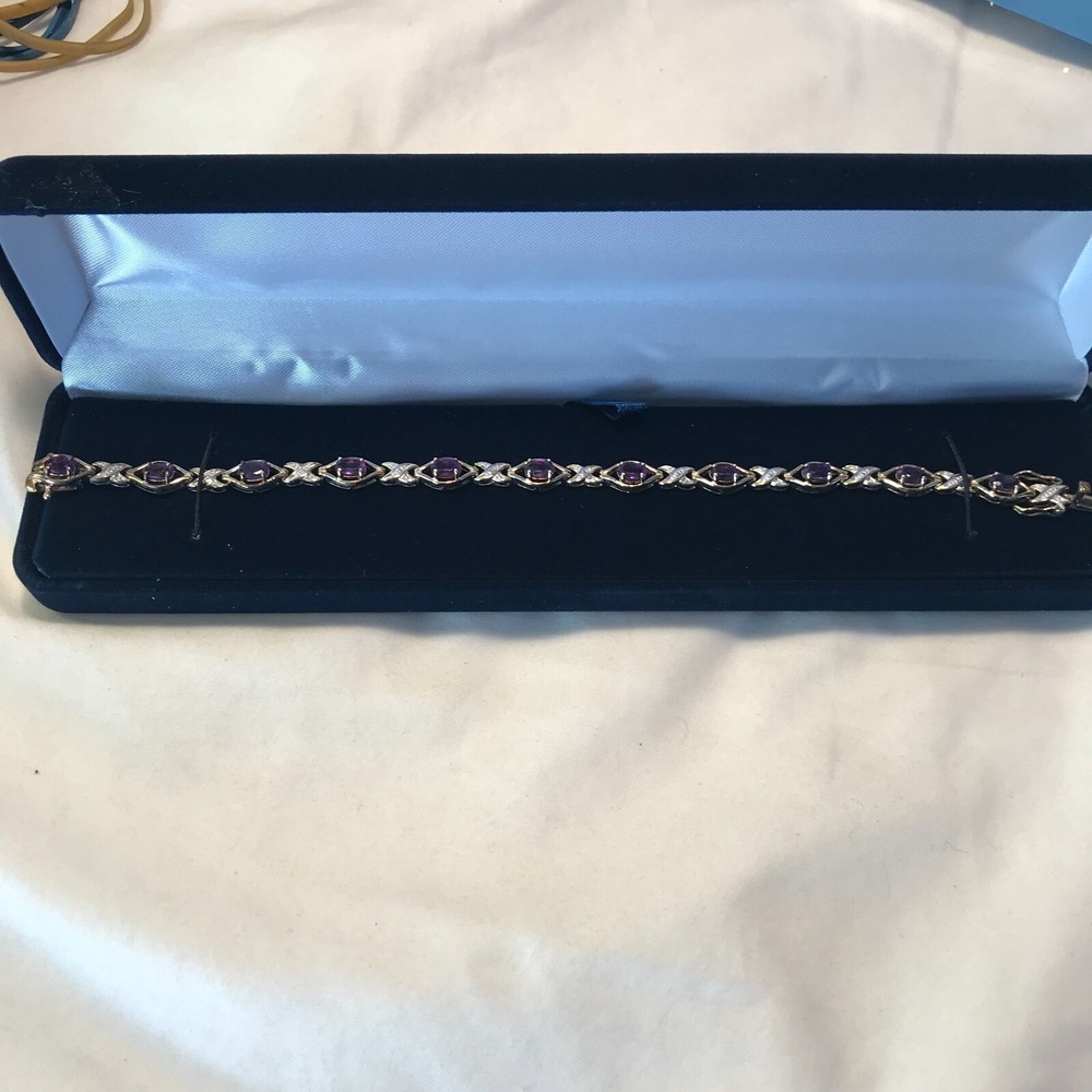 Avon 2006 amethyst vermeil tennis bracelet size large‎